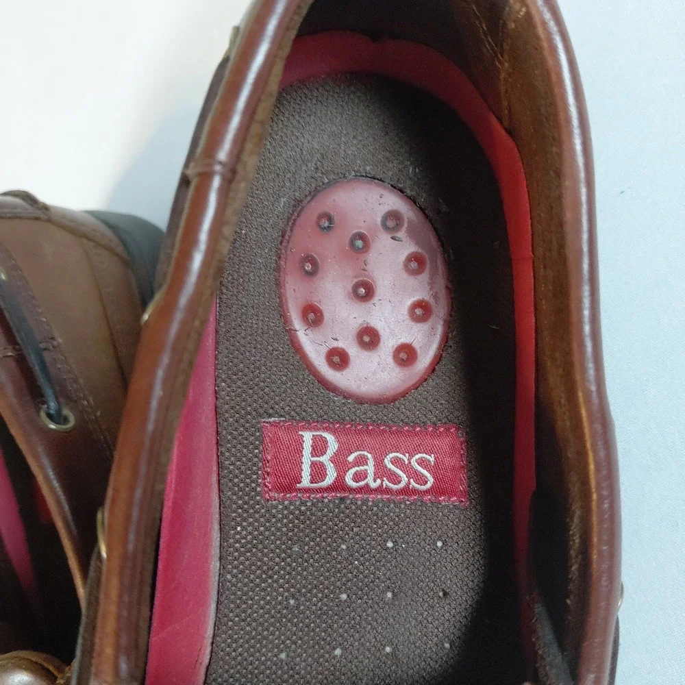 Bass Harry II Leather Boat Shoes Brown Moc Toe Men's 7.5M Casual Deck 1670-230